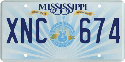 MS license plate XNC674