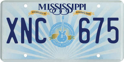 MS license plate XNC675