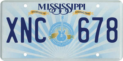 MS license plate XNC678