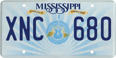 MS license plate XNC680