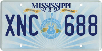 MS license plate XNC688
