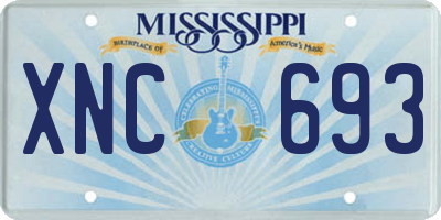 MS license plate XNC693