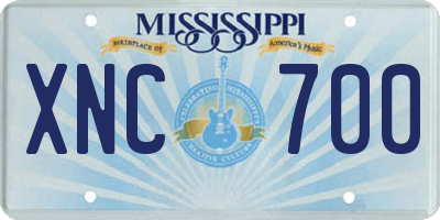 MS license plate XNC700