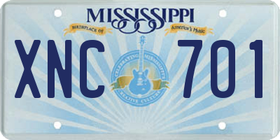 MS license plate XNC701