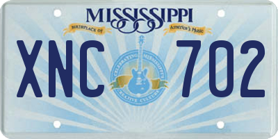 MS license plate XNC702