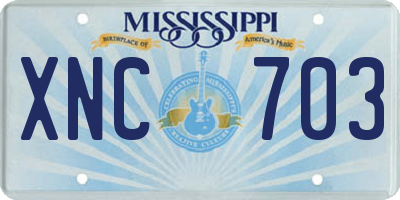 MS license plate XNC703