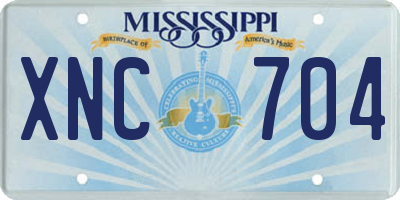 MS license plate XNC704