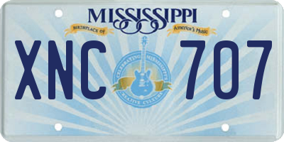 MS license plate XNC707