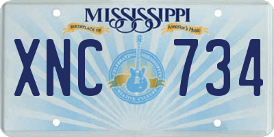 MS license plate XNC734