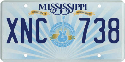 MS license plate XNC738