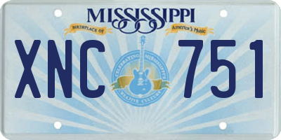MS license plate XNC751