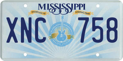 MS license plate XNC758
