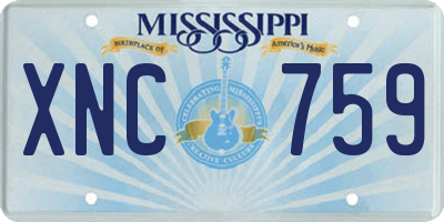 MS license plate XNC759