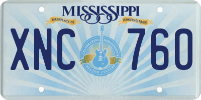 MS license plate XNC760