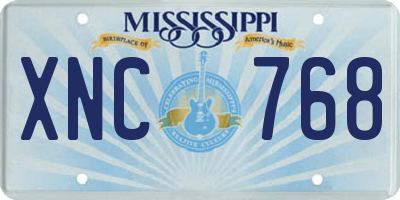 MS license plate XNC768