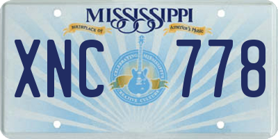 MS license plate XNC778