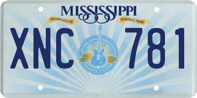 MS license plate XNC781