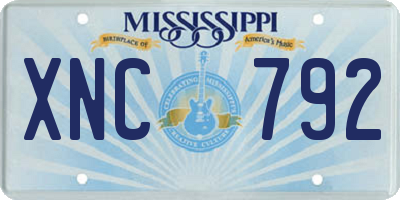 MS license plate XNC792