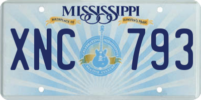 MS license plate XNC793