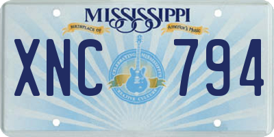MS license plate XNC794