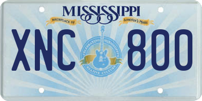 MS license plate XNC800