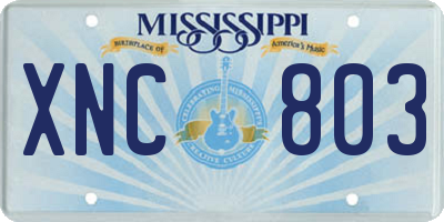 MS license plate XNC803