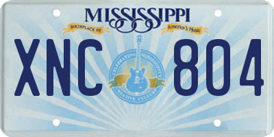 MS license plate XNC804
