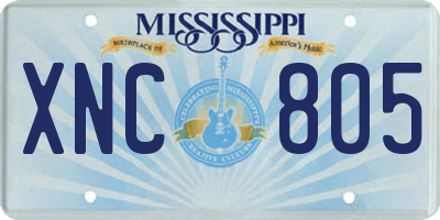MS license plate XNC805