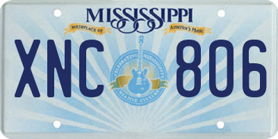 MS license plate XNC806