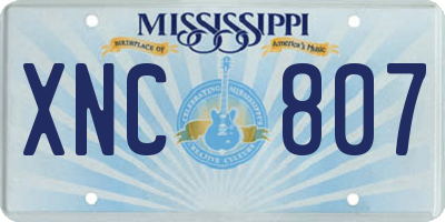 MS license plate XNC807
