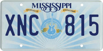 MS license plate XNC815