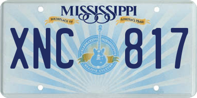 MS license plate XNC817
