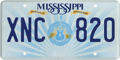 MS license plate XNC820