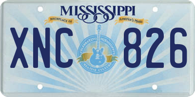MS license plate XNC826