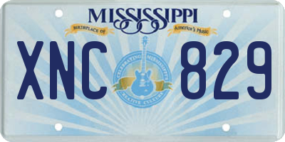MS license plate XNC829