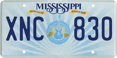 MS license plate XNC830