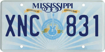 MS license plate XNC831