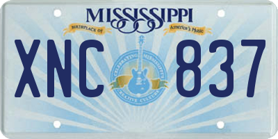 MS license plate XNC837