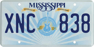 MS license plate XNC838