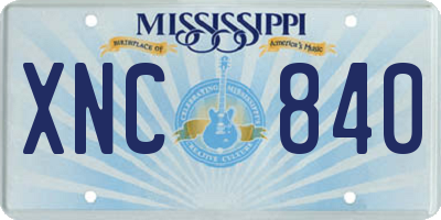 MS license plate XNC840