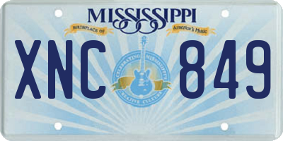 MS license plate XNC849