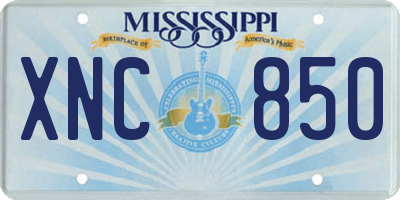 MS license plate XNC850