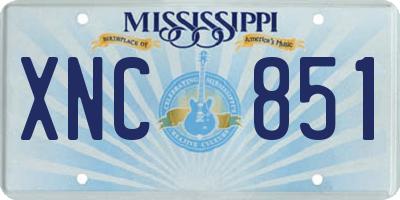 MS license plate XNC851