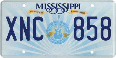 MS license plate XNC858