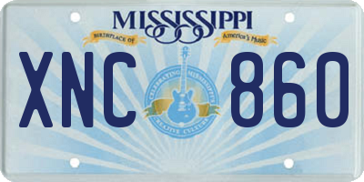 MS license plate XNC860