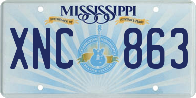 MS license plate XNC863