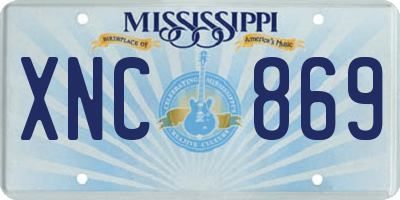 MS license plate XNC869