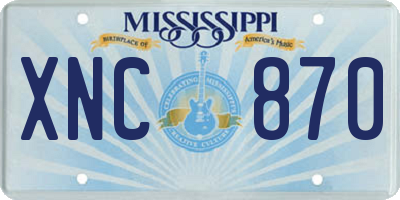 MS license plate XNC870