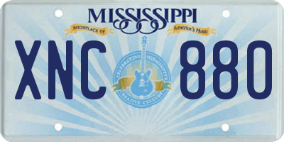 MS license plate XNC880