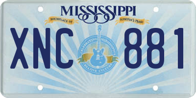 MS license plate XNC881